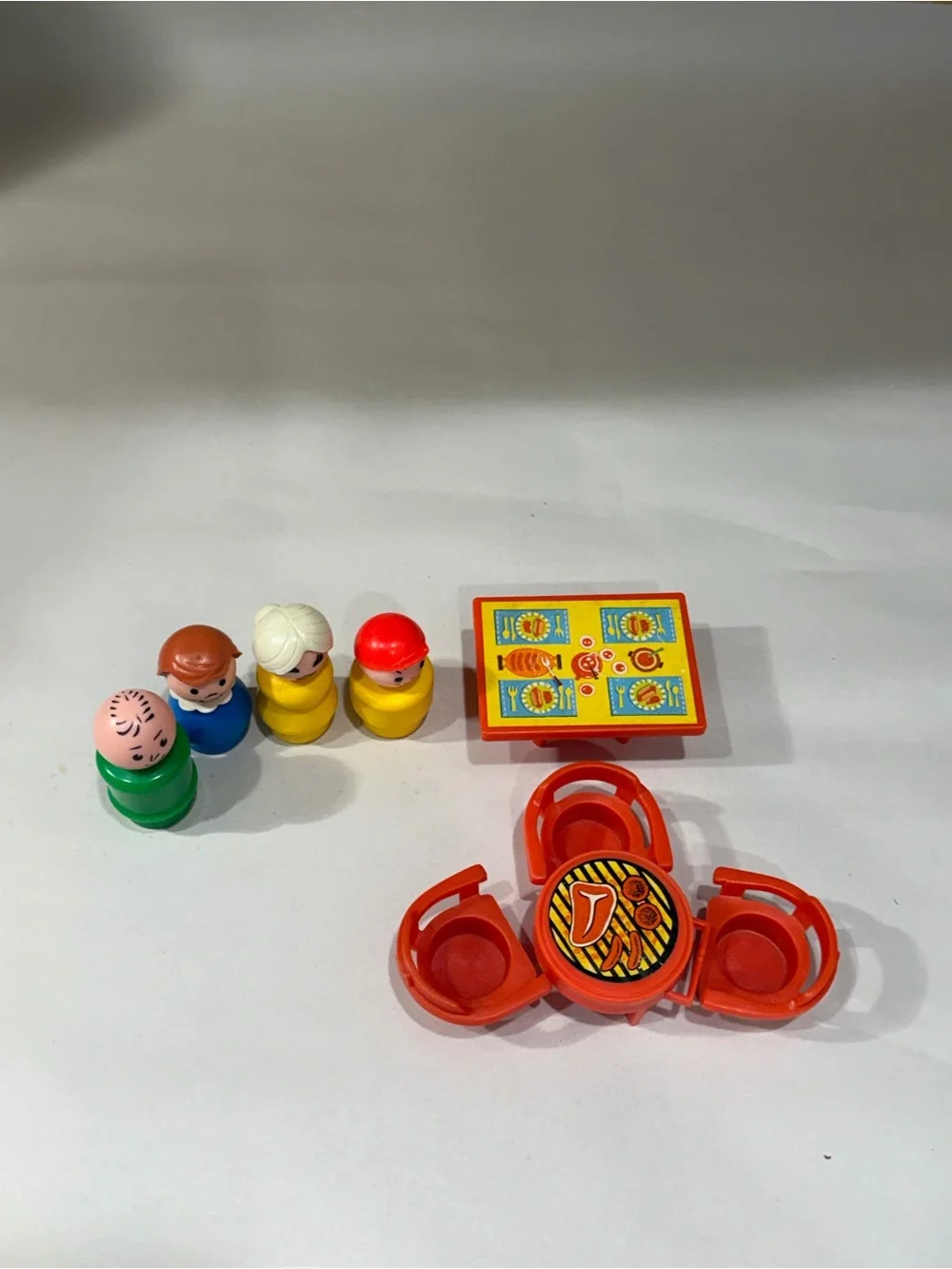 Vintage fisher price Kids Toy Playset with Orange Table and Figures family